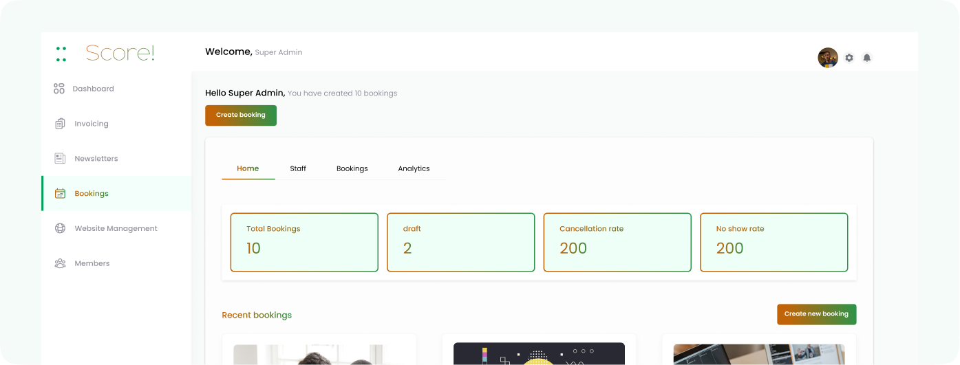 Score! dashboard